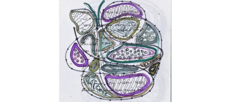 neurograph art exercise uses words and lines to reduce stress and mental clutter