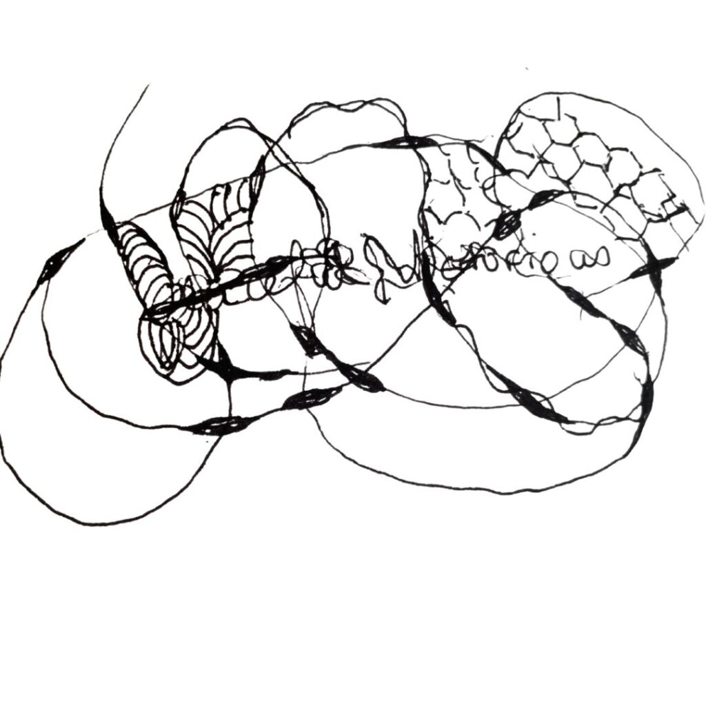 neurographic art shown took a couple of minutes to get on a scrap piece of paper using a black gel pen